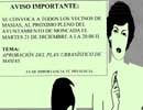 Panfleto del convocatoria al pleno municipal.