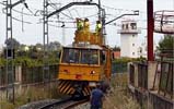 Reparació de la catenaria del metro.