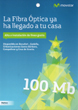 Cartulina de Telefó anunciando le fibra óptica por el barrio.