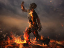 Hombre ardiendo.